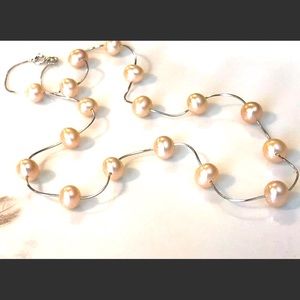 NEW Pearl Necklace Illusion Sterling 925 Italy